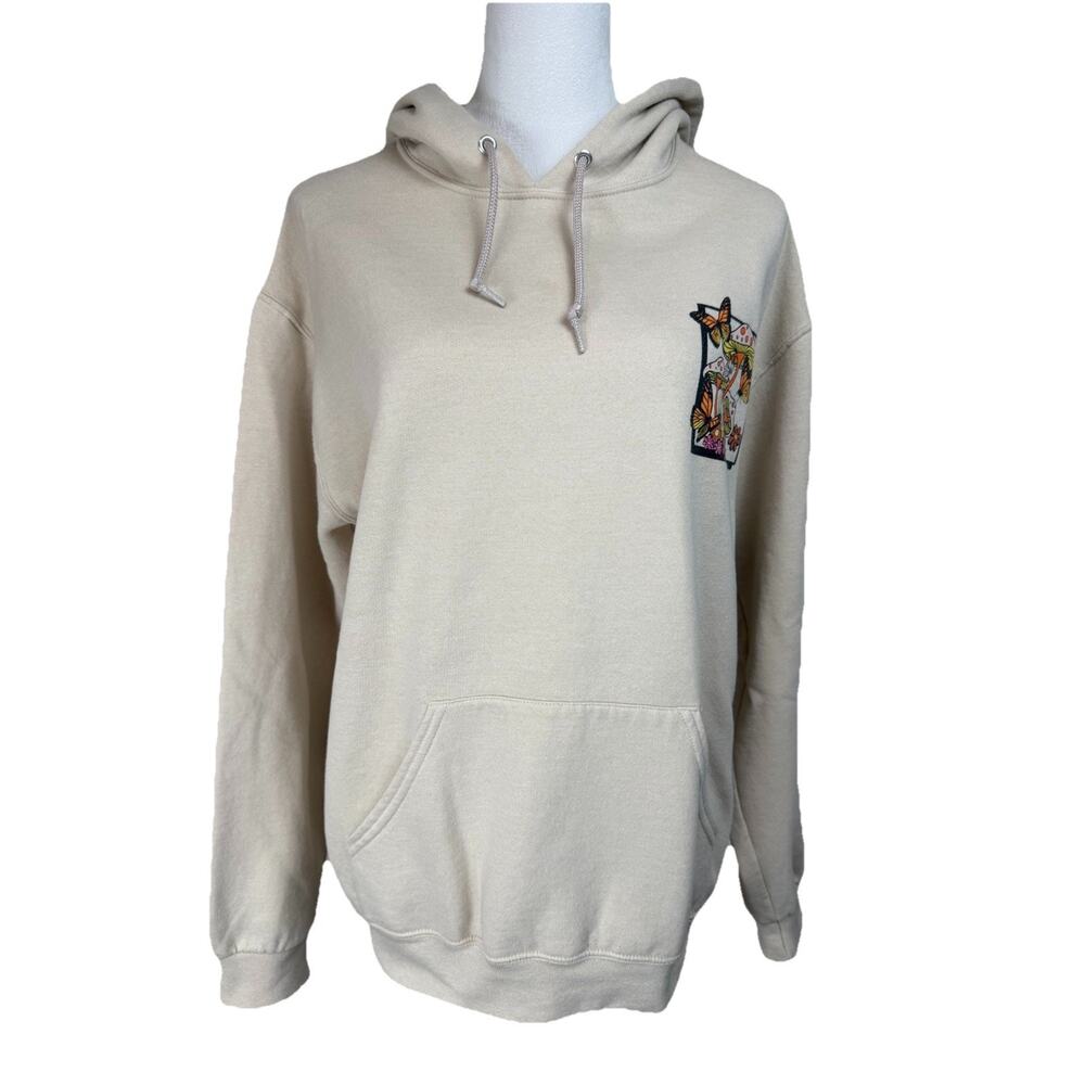 Bowery Supply Co Sweatshirt Hoodie‎ Sz Small Nature Vibes Mushrooms Butterflies